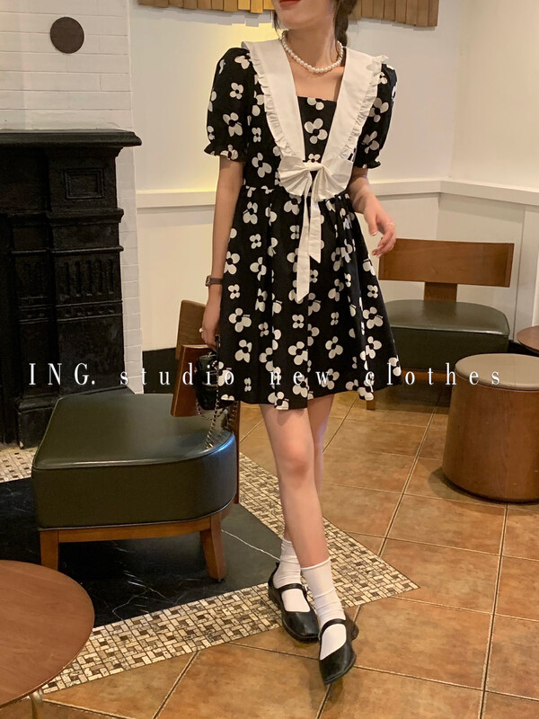 [ing] floral collar hits print dress 9029-1
