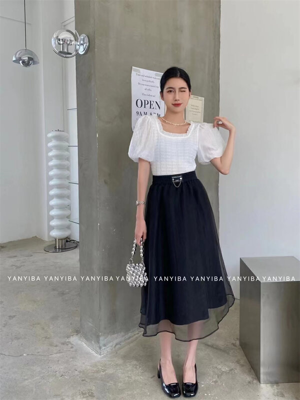 [banyiba] elegant temperament mesh design skirt 092038 \zxx