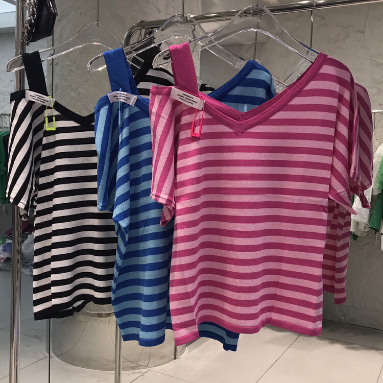 [o.shazidian] striped shirt with shoulder leakage 6057# CSX