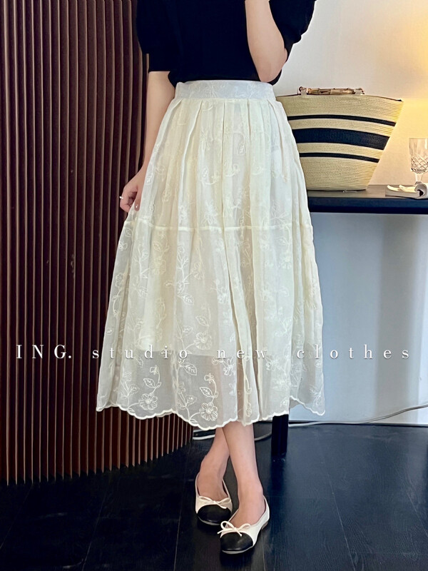 [ing] temperament super fairy embroidery slim skirt 7982