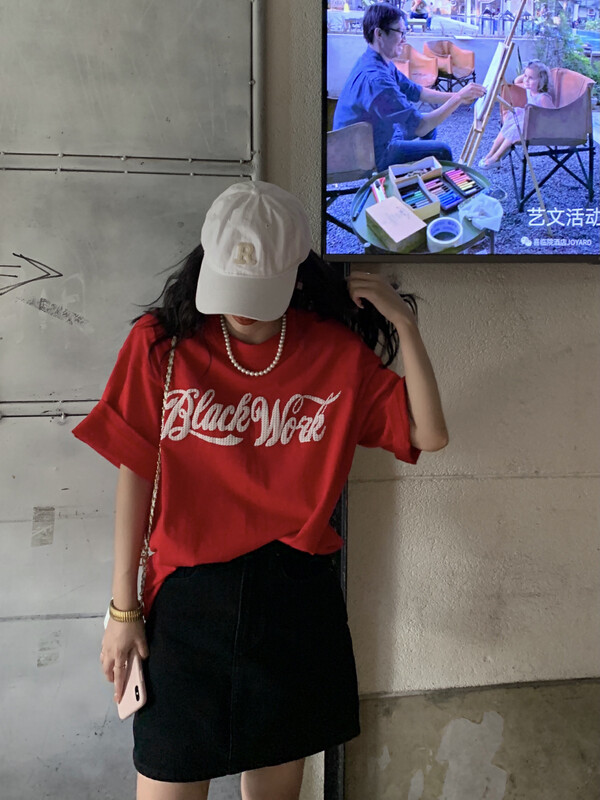 [11An] front and back personalized printed loose short sleeve T-shirt a6756