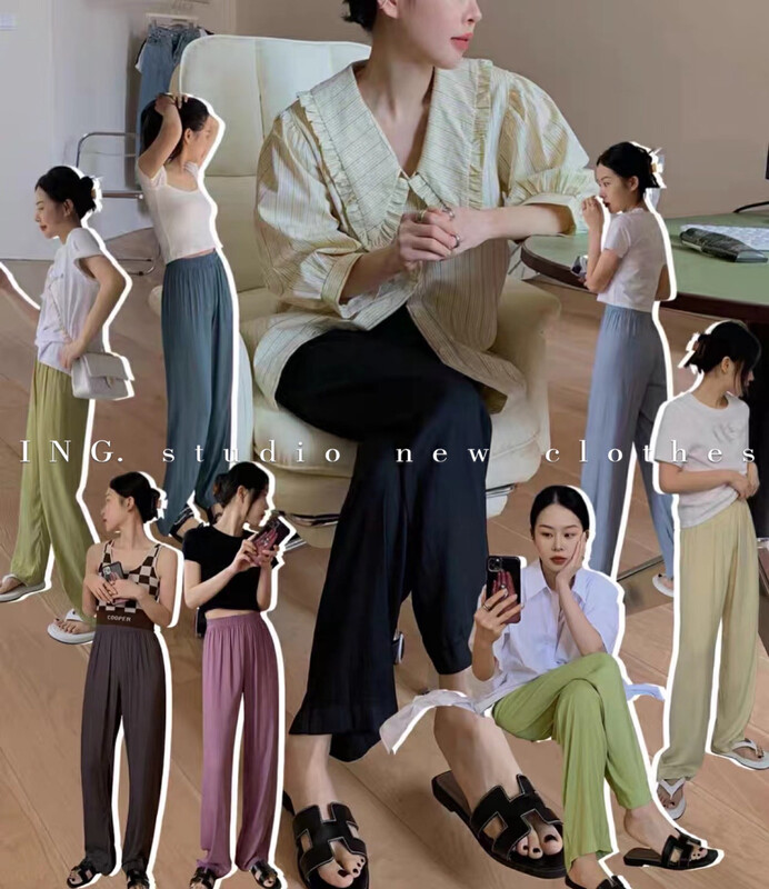 [ing] light tea cup cool air pants casual pants 7951