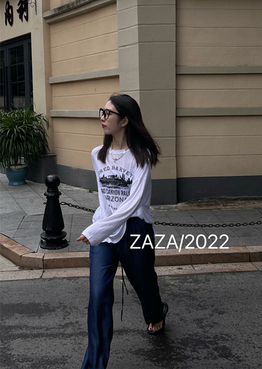 [Zaza] pure color bandage versatile casual pants 9098# LSL