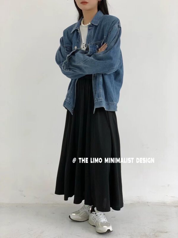 In [the limo] simple solid color versatile skirt 6676# XYJ