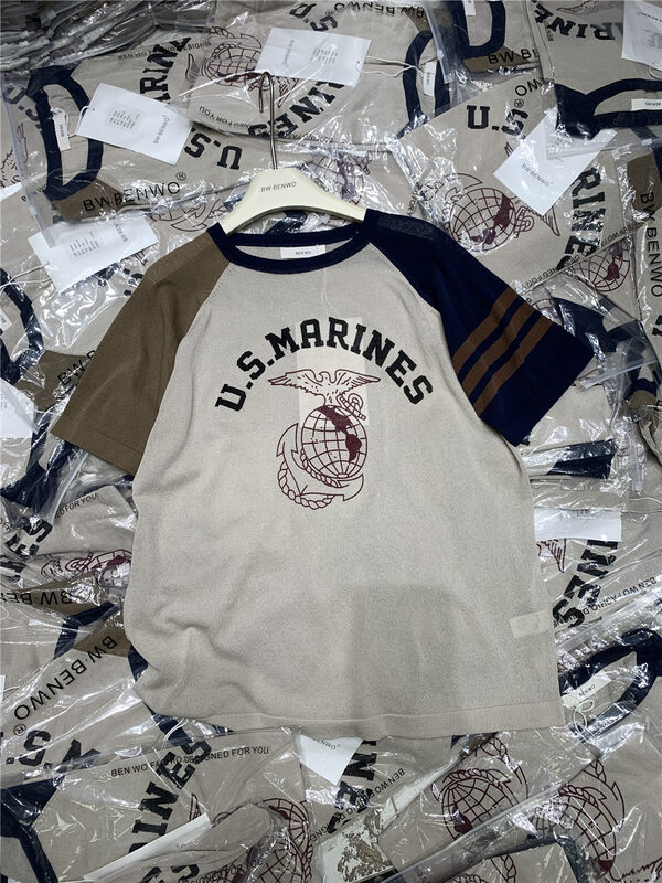[benwo] contrast casual ice versatile letter short sleeve T-shirt cm06180\cls