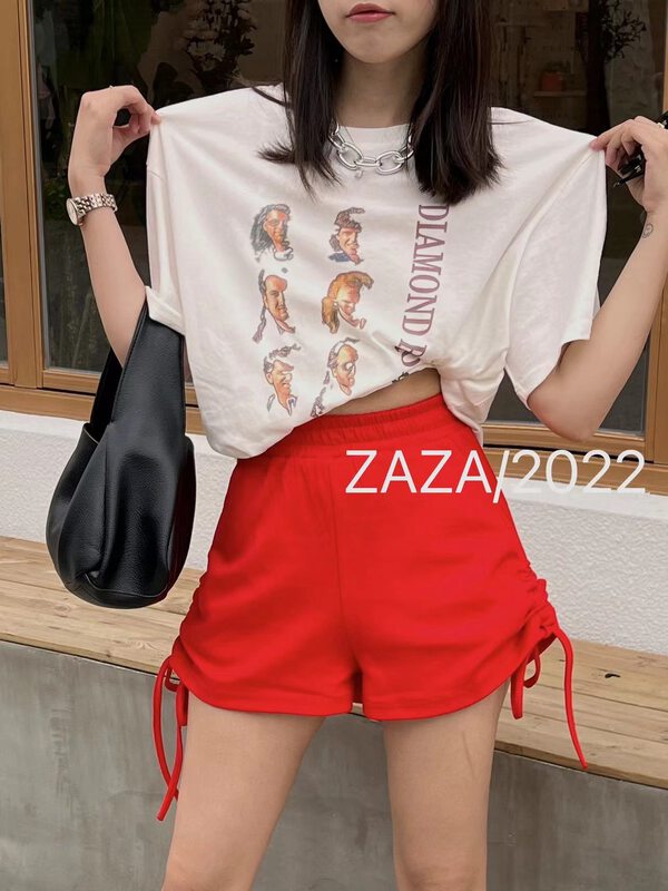 [Zaza] comfortable solid color drawstring casual shorts 9066# LSL