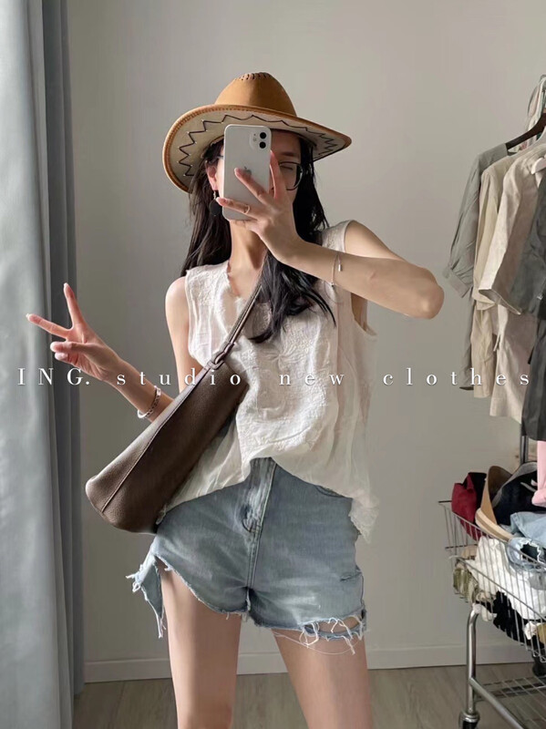 [ing] comfortable and simple jacquard cotton linen shirt 7993