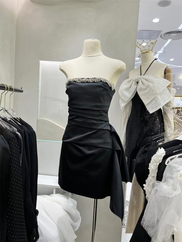 [Mao's] sexy thin solid color strapless dress ys1-6615# JJ