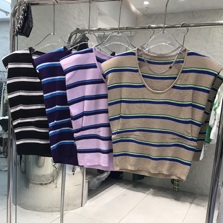 [o.shazidian] Korean striped casual vest / sling 6039# CSX