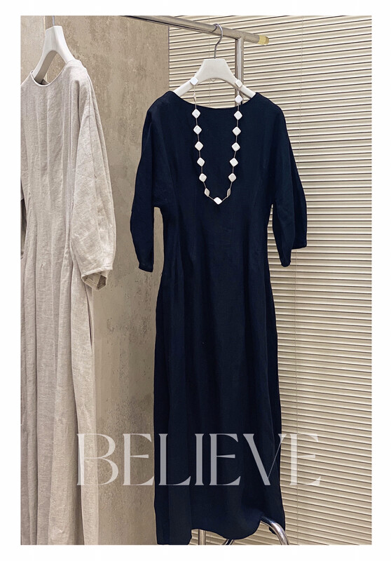 [believe] waist round neck design breathable dress (dress only) bl8016# JJ
