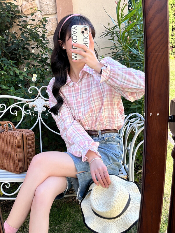 [ing] casual and versatile small Japanese fresh check shirt 6860# ZSY