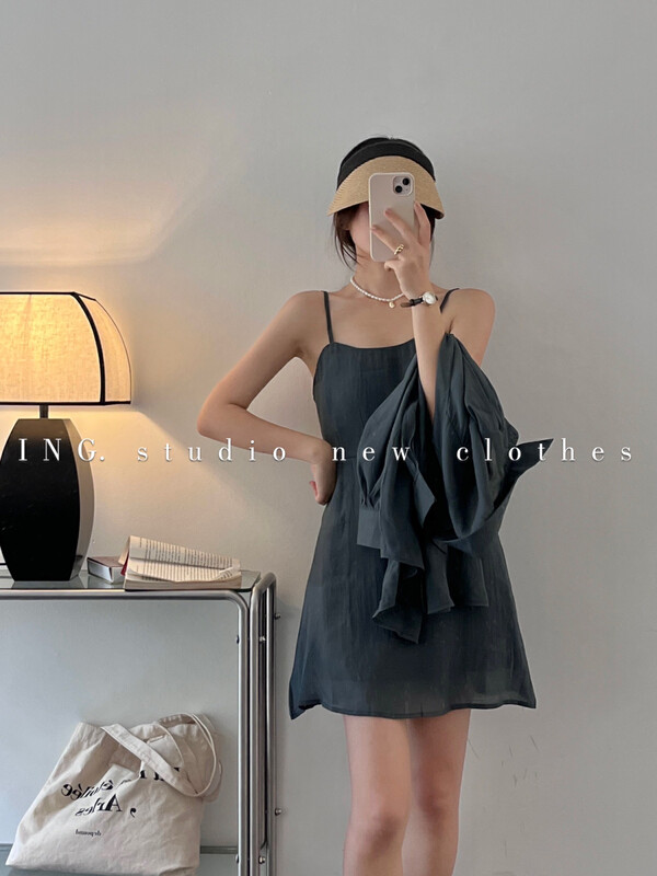 [ing] sweet temperament dress suit sunscreen shirt and suspender dress 7899