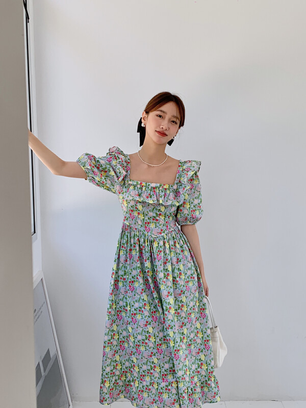 [herb] ruffled floral lady fresh dress s22201163 \hyy