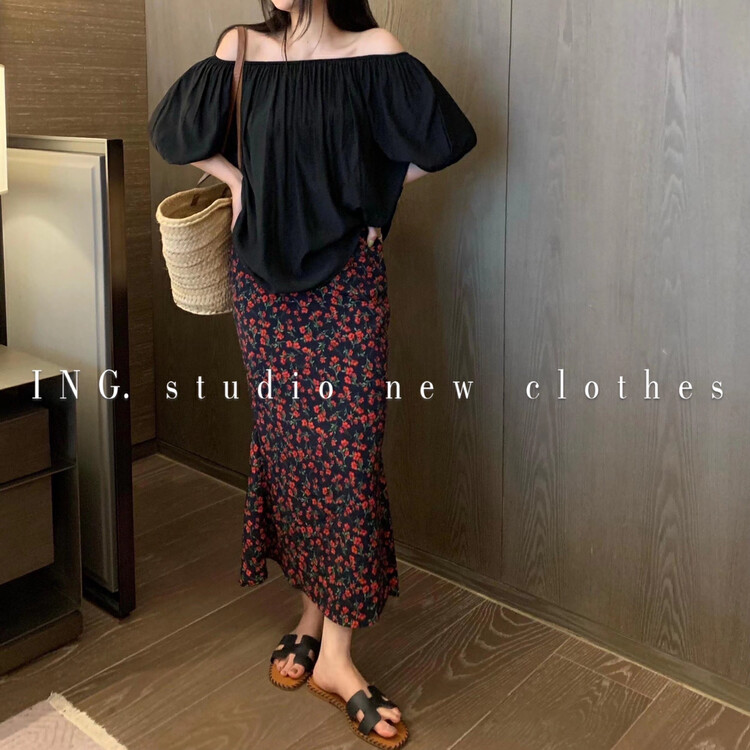 [ing] off shoulder floral skirt suit 7992