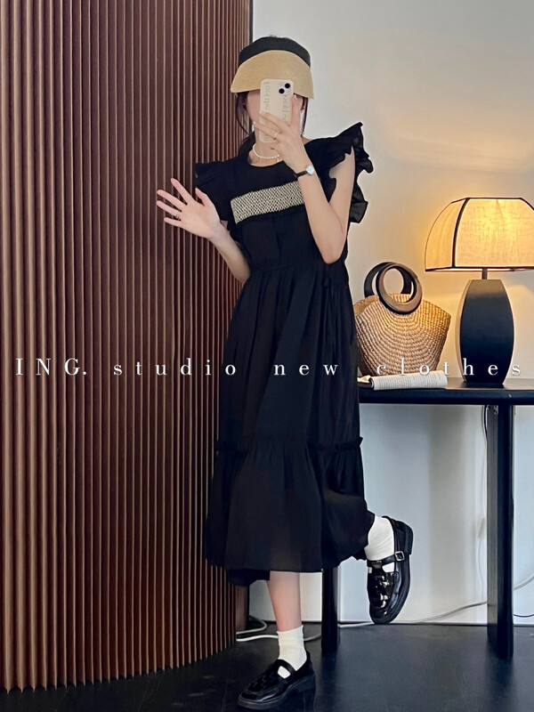 [ing] French style design small fly sleeve dress 7976
