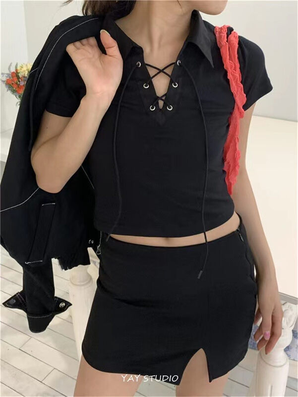 Original price 50.76! [Zaza] Korean simple and comfortable short sleeve T-shirt 9072# LSL