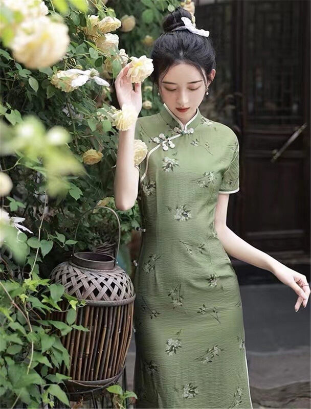 [crystal home] Vintage Floral cheongsam dress (without pendant) 6942# PCZ