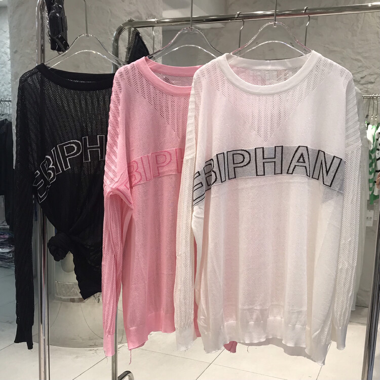 [o.shazidian] letter hollowed out fashion versatile shirt 6064# CSX