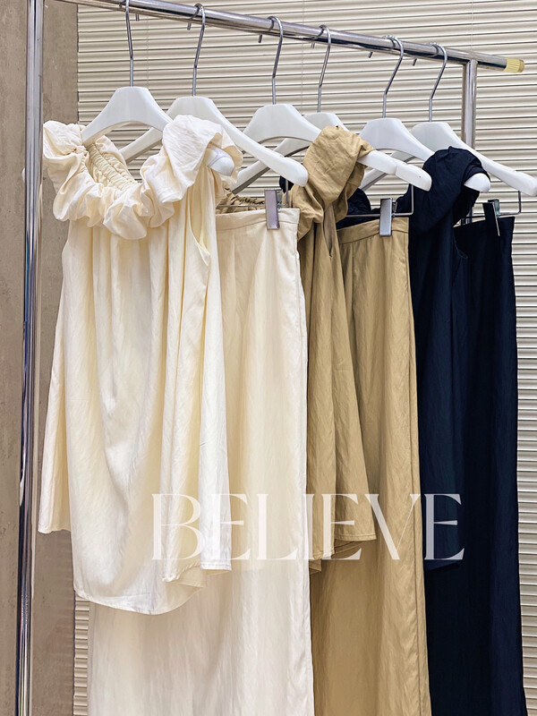 [believe] romantic flower bud pleated Vest + smart slim skirt set bl22512# JJ