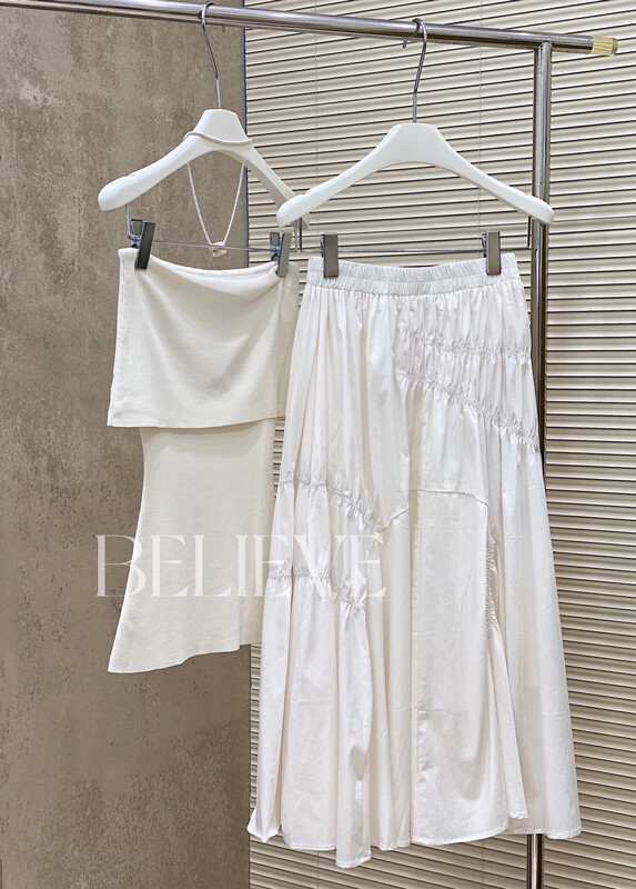 [believe] straight neck temperament waist knit + fashionable and versatile skirt suit (suit only) bl82201-1\jj
