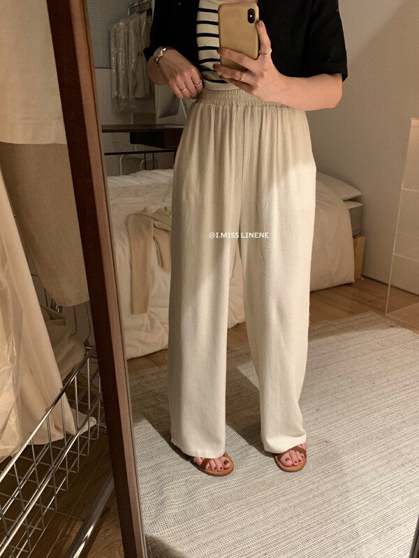 [Imiss] Korean cotton hemp wide leg casual pants cx6322# Fhx