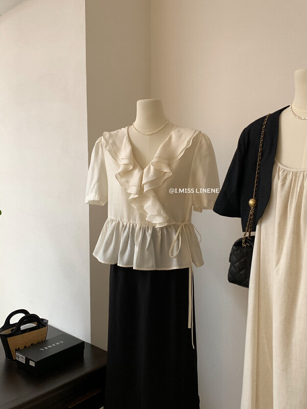 [Imiss] French gentle lotus leaf edge blouse (only selling blouses) cx6328# Fhx