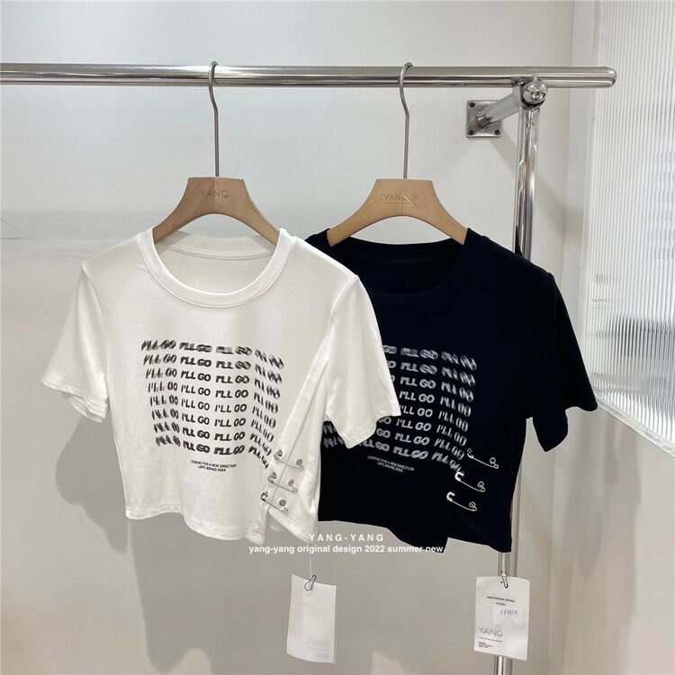 [Yang Yang] simple short letter spice girl short sleeve T-shirt c6381# CLS