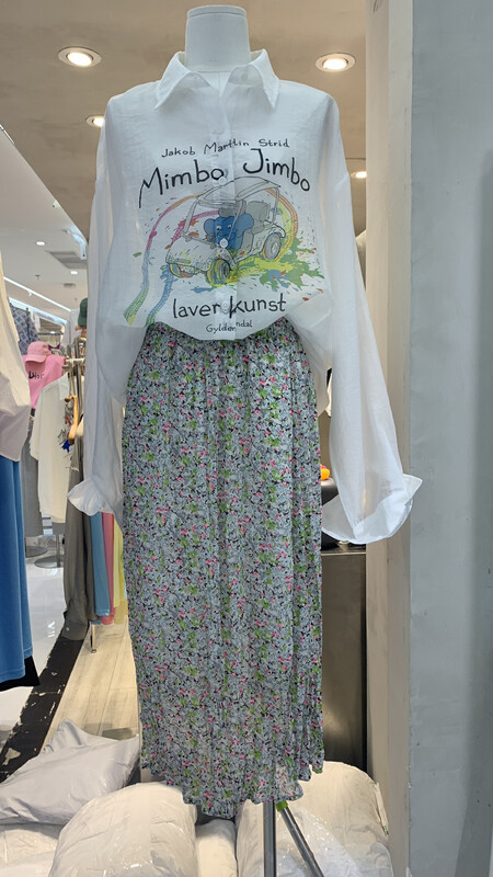 [yj.simple] versatile pleated floral skirt y003-2342# ozq