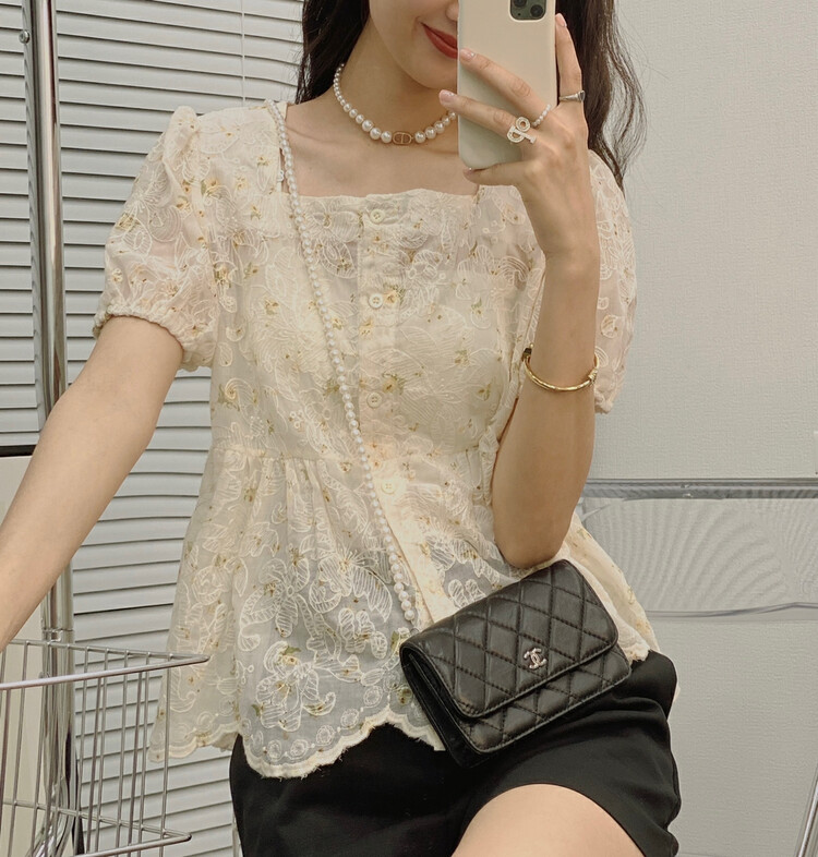Original price 54.14! [I-D] Korean sweet embroidered shirt 6133# L
