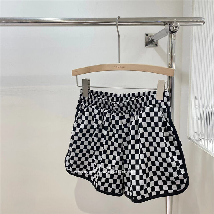 [Yang Yang] checkerboard versatile fashion wide leg casual shorts c2056\cls