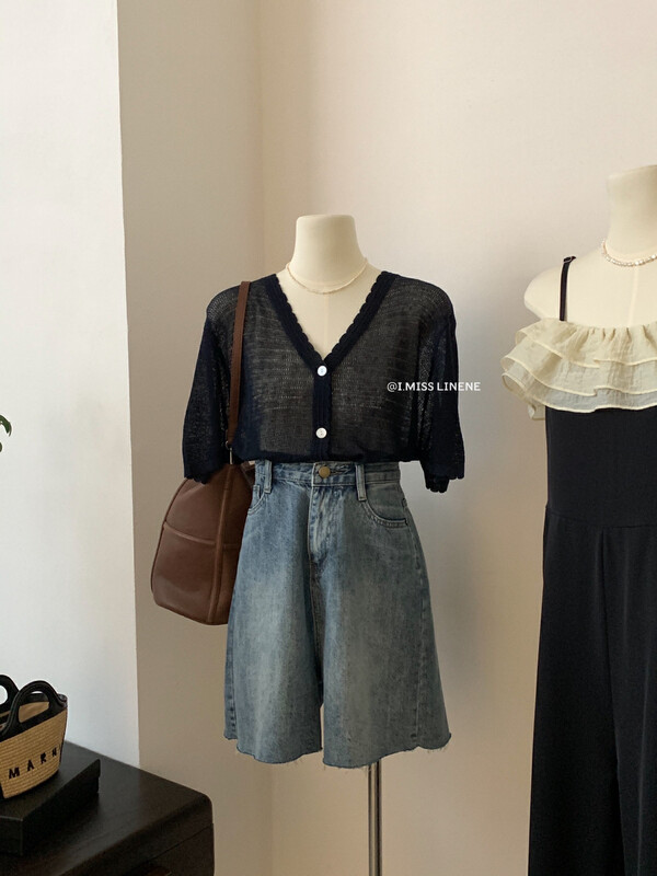 [Imiss] Korean wave edge V-neck knitted cardigan cx0210\lsw