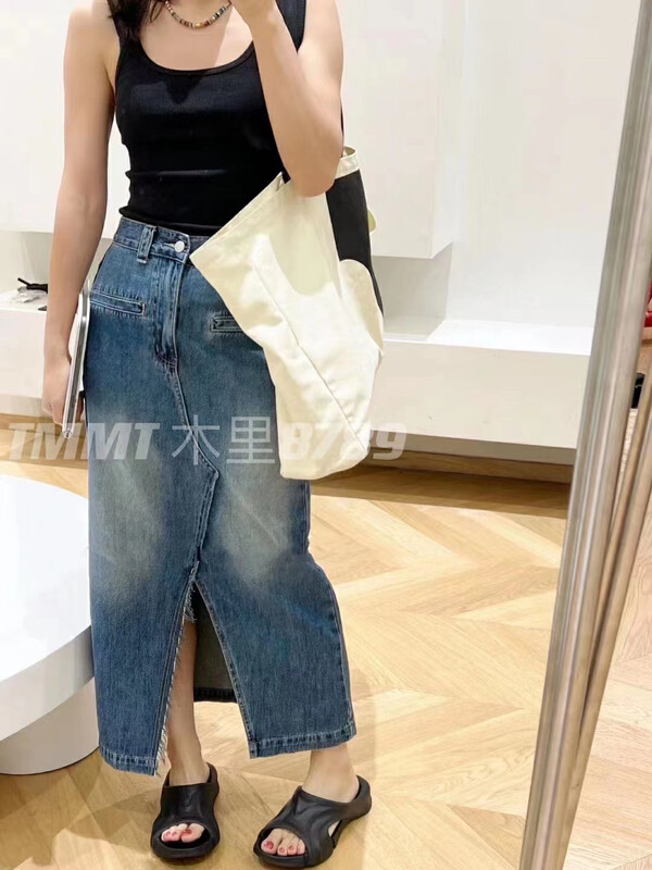 [jiajiatmmt Muli] woolen split denim design sense of niche a-word medium length skirt 8789# L
