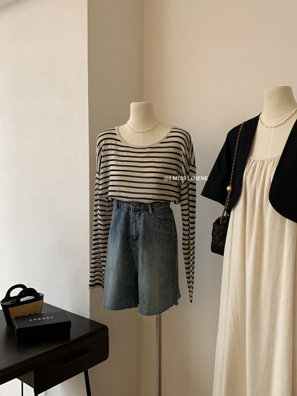 [Imiss] Korean casual lazy stripe sunscreen sweater cx0227# Fhx