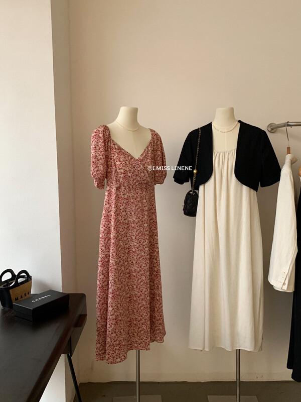 [Imiss] Korean soft V-neck floral dress cx3355# Fhx