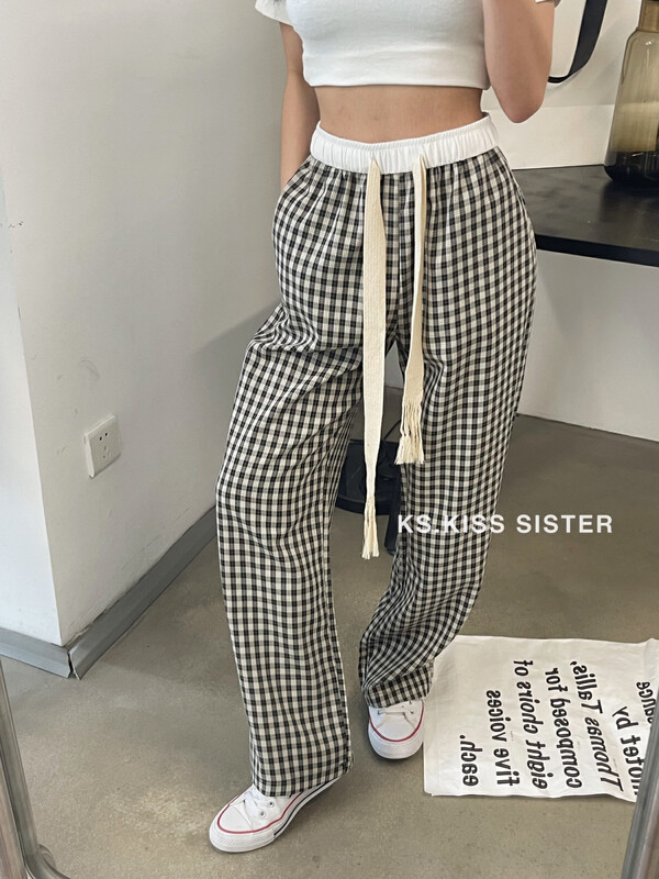 [KS] elastic waist loose and versatile casual pants (with waist rope) 20322# cqw