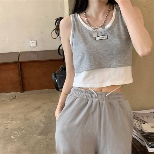 Fake two-piece vest Suspenders for women to wear inside and outside, with a sense of minority design in summer and South Korea