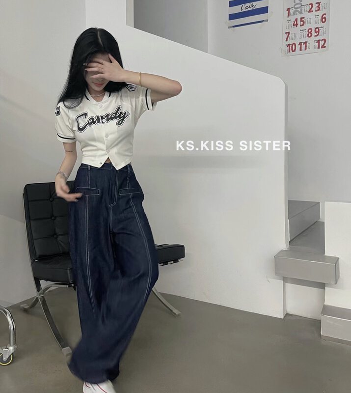 [KS] high waist loose design Pocket Jeans 22155# cqw