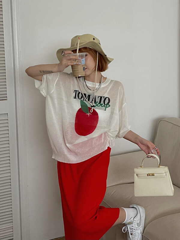 [yj.simple] round neck fashion pattern versatile shirt 3116# ozq