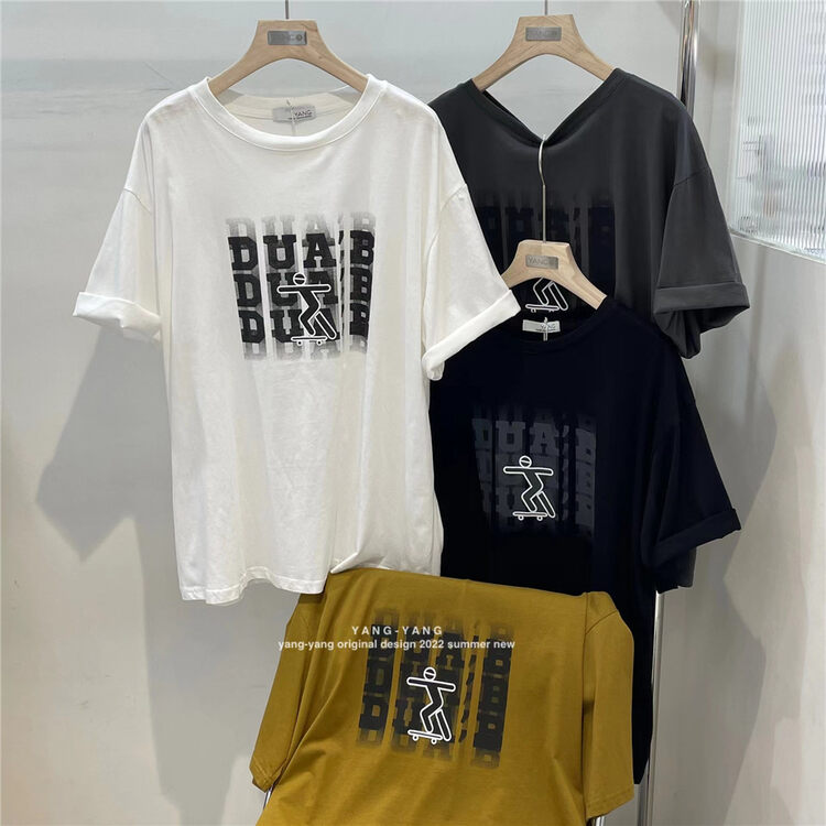 [Yang Yang] Korean wild letter printed short sleeve T-shirt c6321# CLS