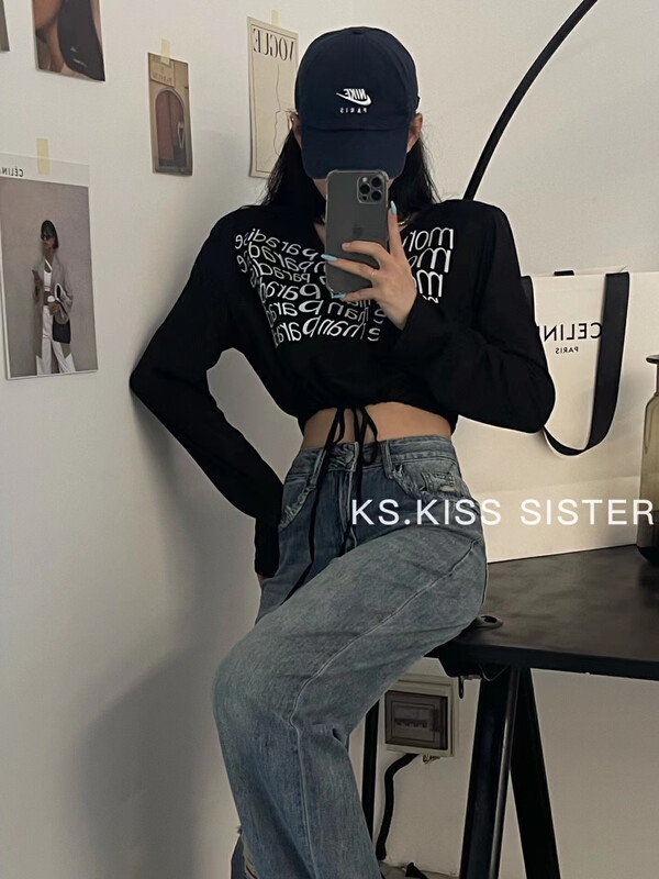 [KS] design sense letter printed sunscreen shirt m21078# cqw