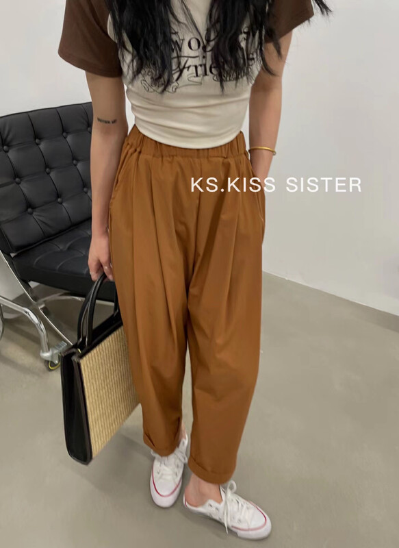 [KS] New Korean style high waist SLIM STRAIGHT loose casual pants 20206# cqw