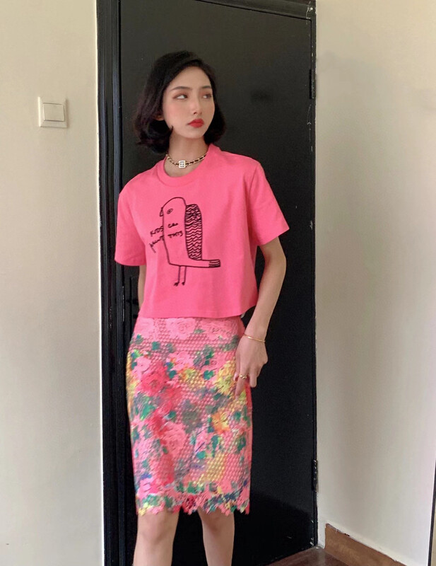 Original price 94.99! [d.two D2] lace stitching design sense Vintage skirt 2129521# zxl