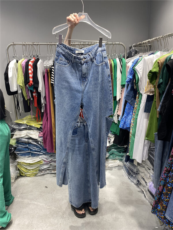 【D+（AIT.)】 Fashionable, simple, torn and versatile jeans 0037\ozq