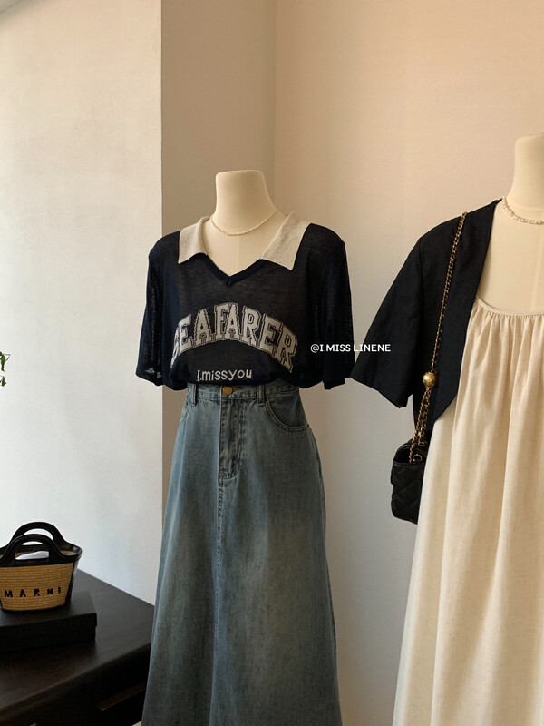 [Imiss] retro niche contrast letter T-shirt cx0232# Fhx