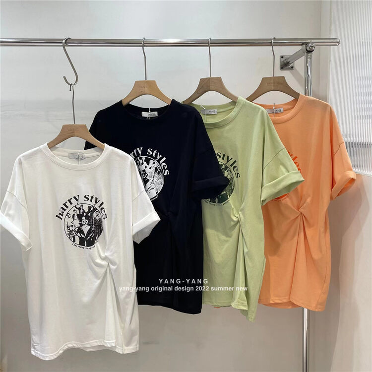 [Yang Yang] Korean version versatile foreign style letter short sleeve T-shirt c6395# CLS