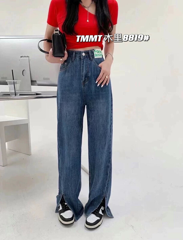 [jiajiatmmt Muli] Korean retro straight loose slit jeans 8819# L