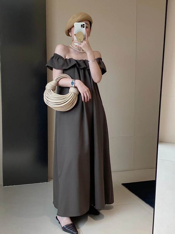 [cotton lady] simple and generous lotus leaf collar dress 22s608# XJ