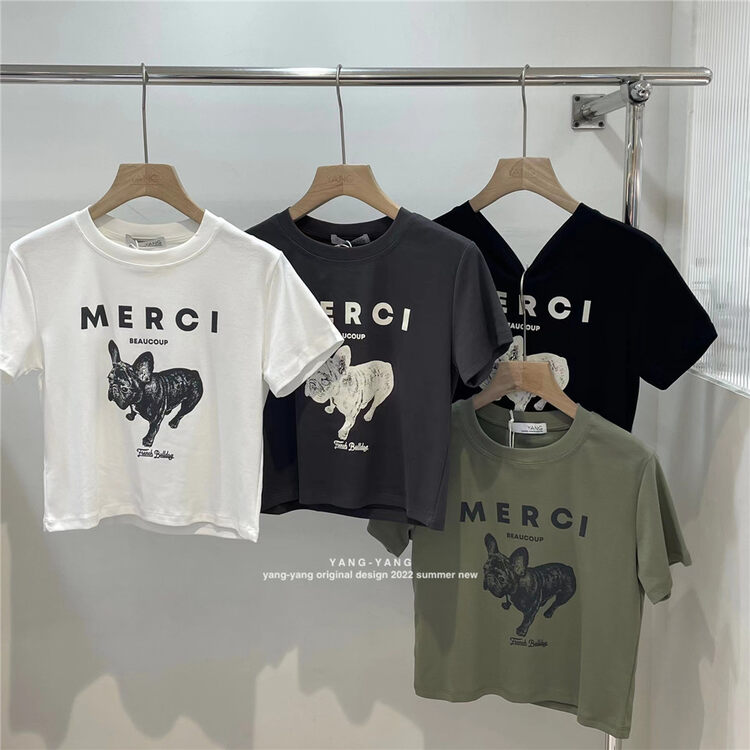 [Yang Yang] Korean design Dog Print short sleeve T-shirt c6320\cls