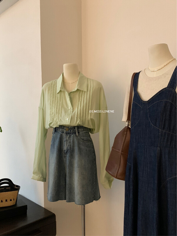 [Imiss] Korean style versatile pleated sunscreen shirt cx7100# LSW