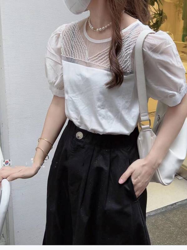 Original price 50.76! [I-D] Korean version versatile heavy craft short sleeve T-shirt 6118# L